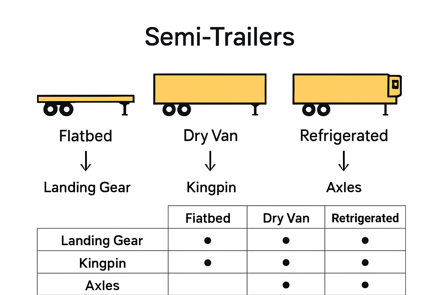 Infographic comparing semi-trailer components