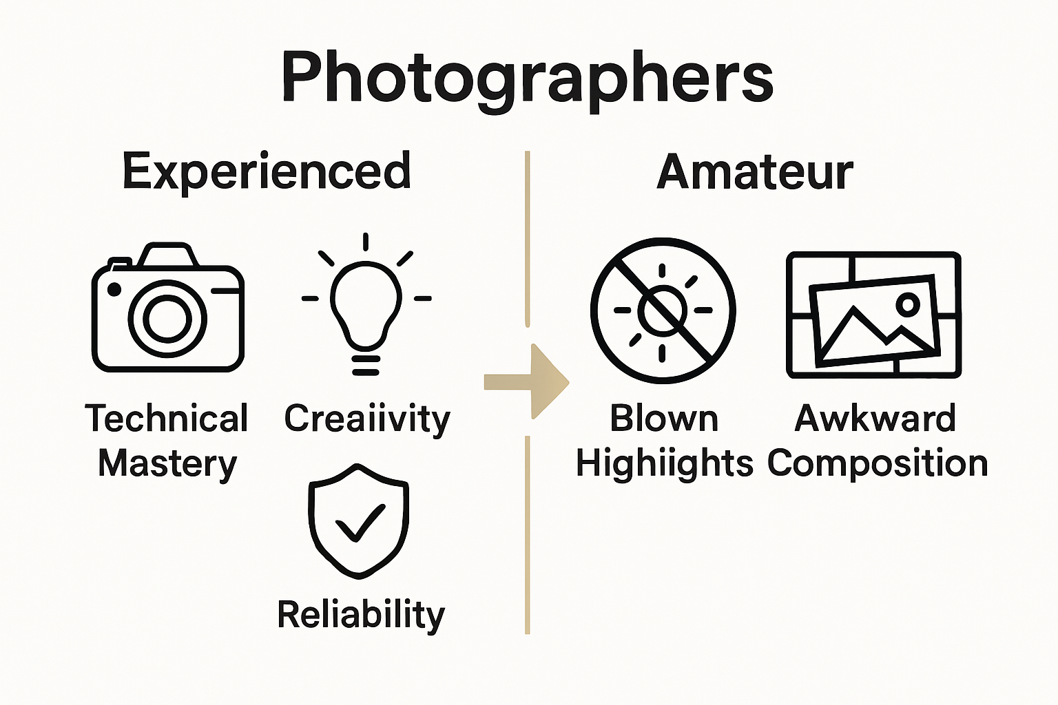 Infographic shows amateur versus experienced photographer skills