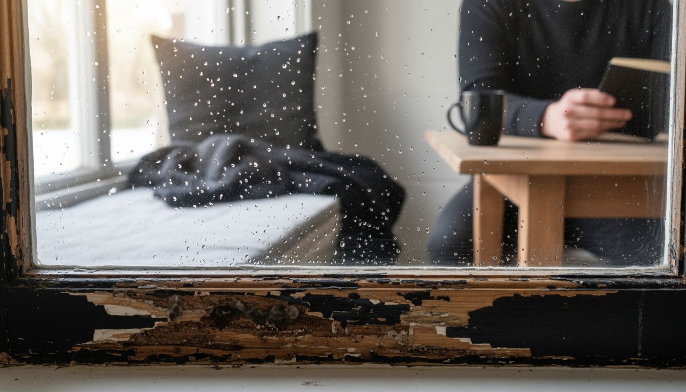 Wood rot and damage below wet window