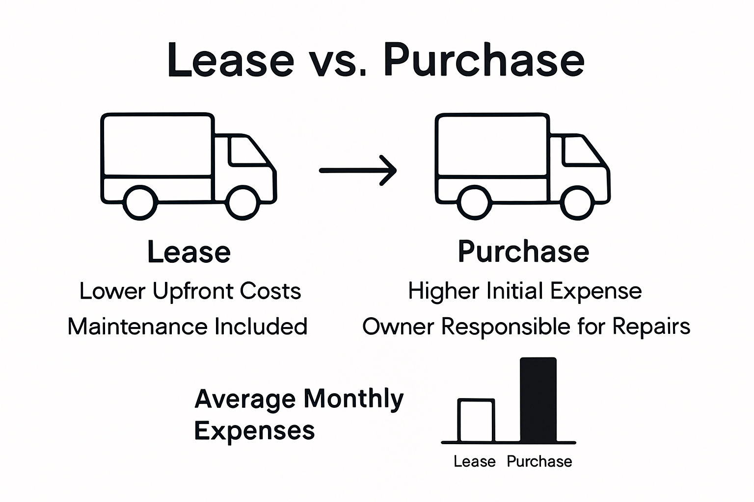 Infographic comparing truck leasing versus buying