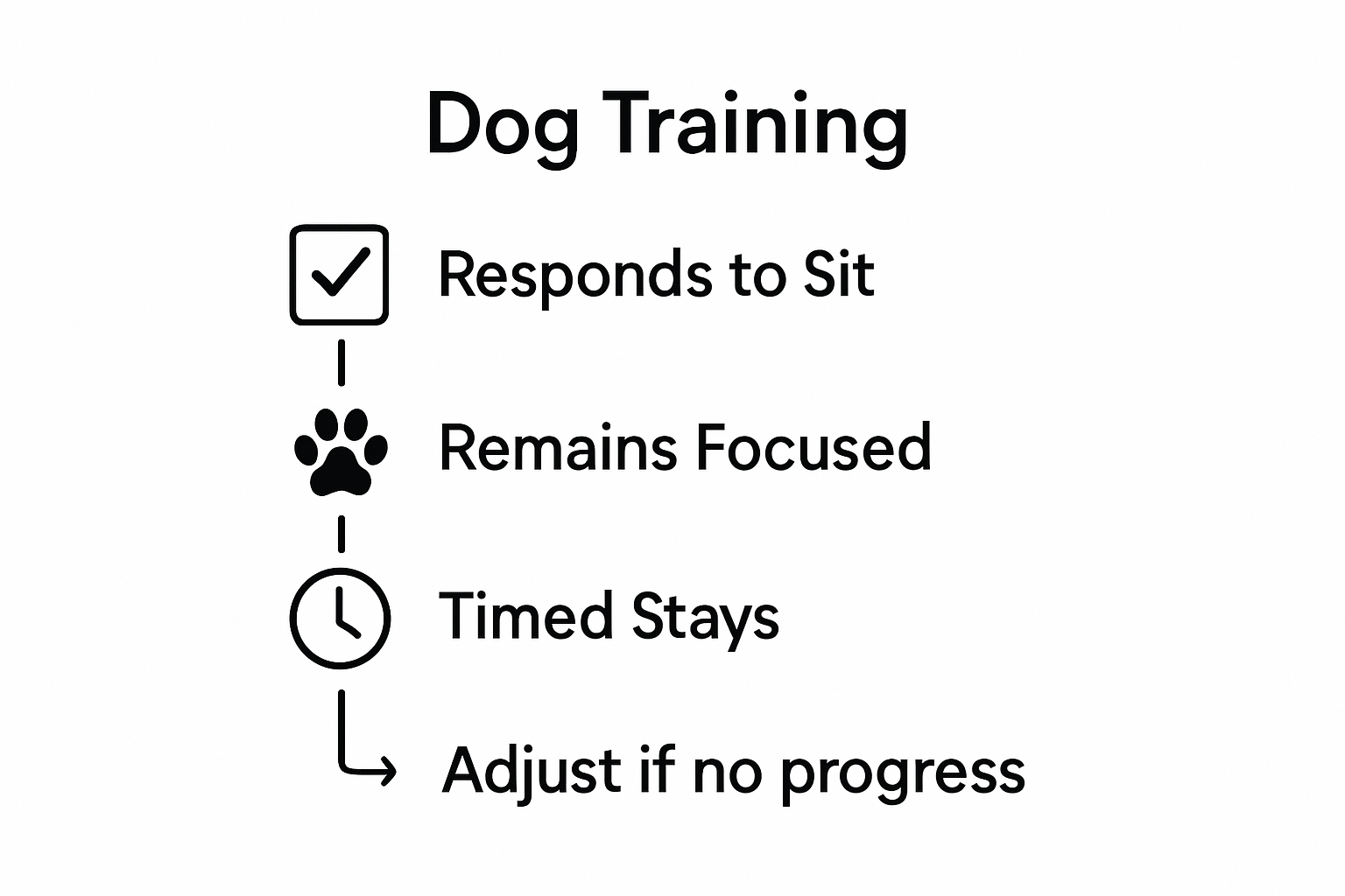 Checklist infographic on dog training steps