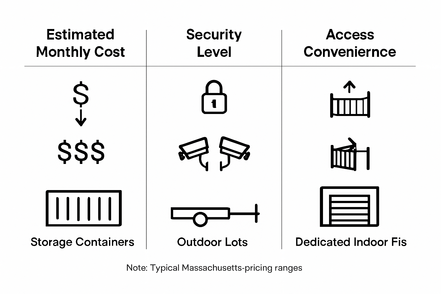 Infographic comparing storage cost, security, access