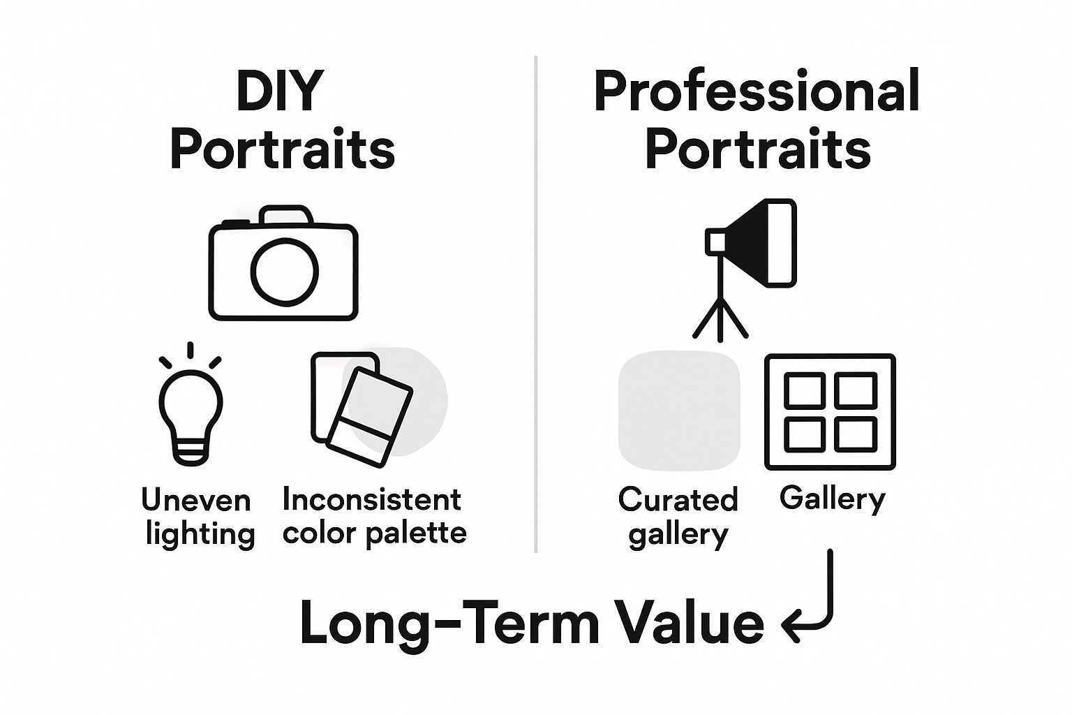 DIY versus professional portraits comparison infographic