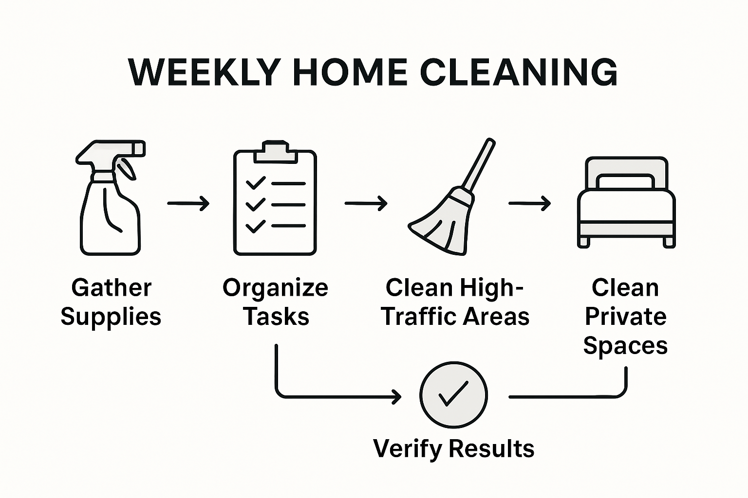 Infographic of five-step weekly cleaning process