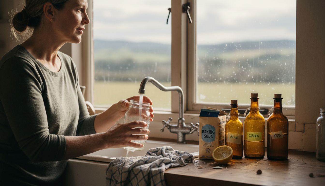 Natural cleaning ingredients on kitchen counter