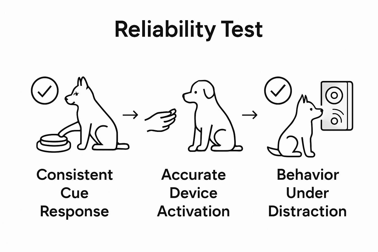 Checklist infographic for testing alert dog