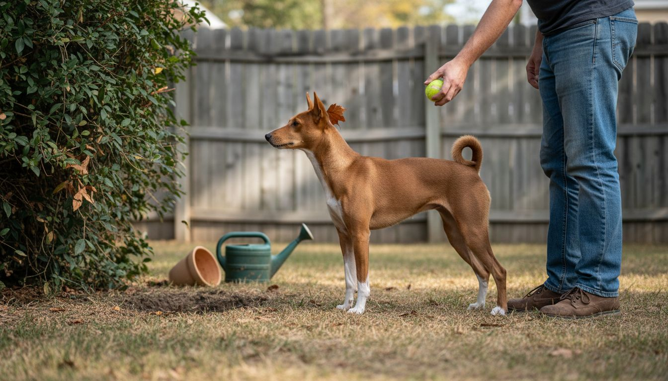 Basenji demonstrates focused independent stance