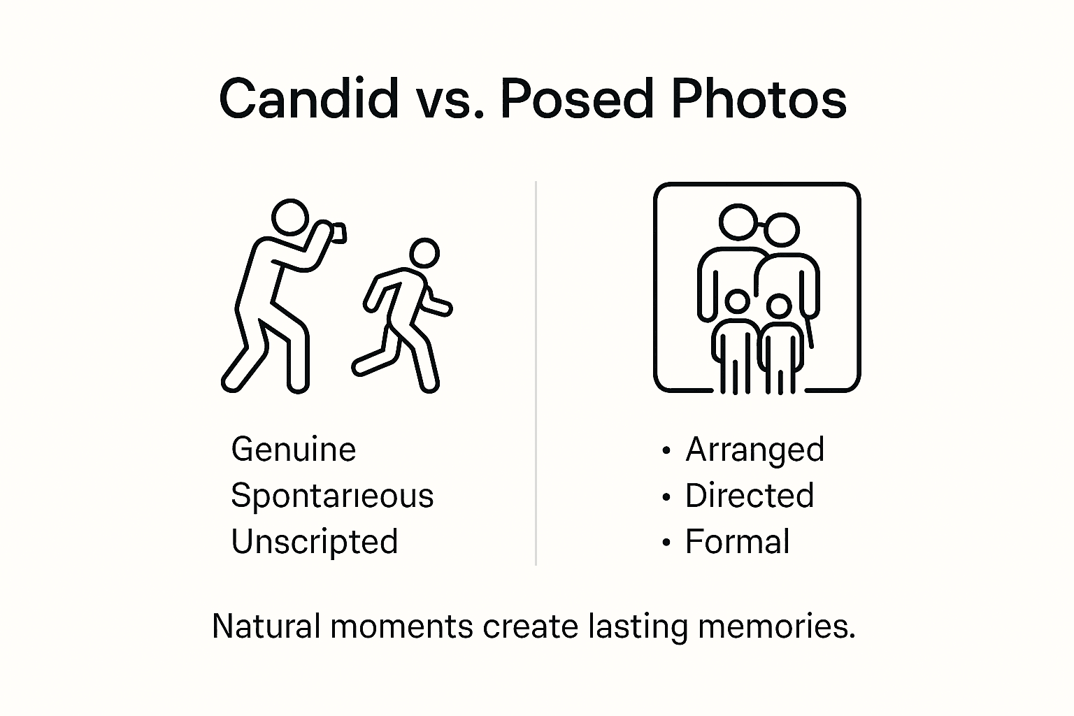 Infographic comparing candid and posed photos