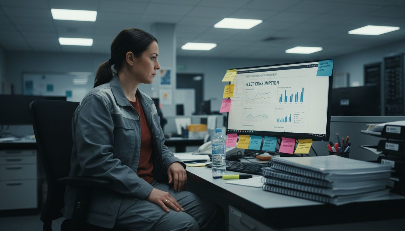 Coordinator reviewing fuel management dashboard