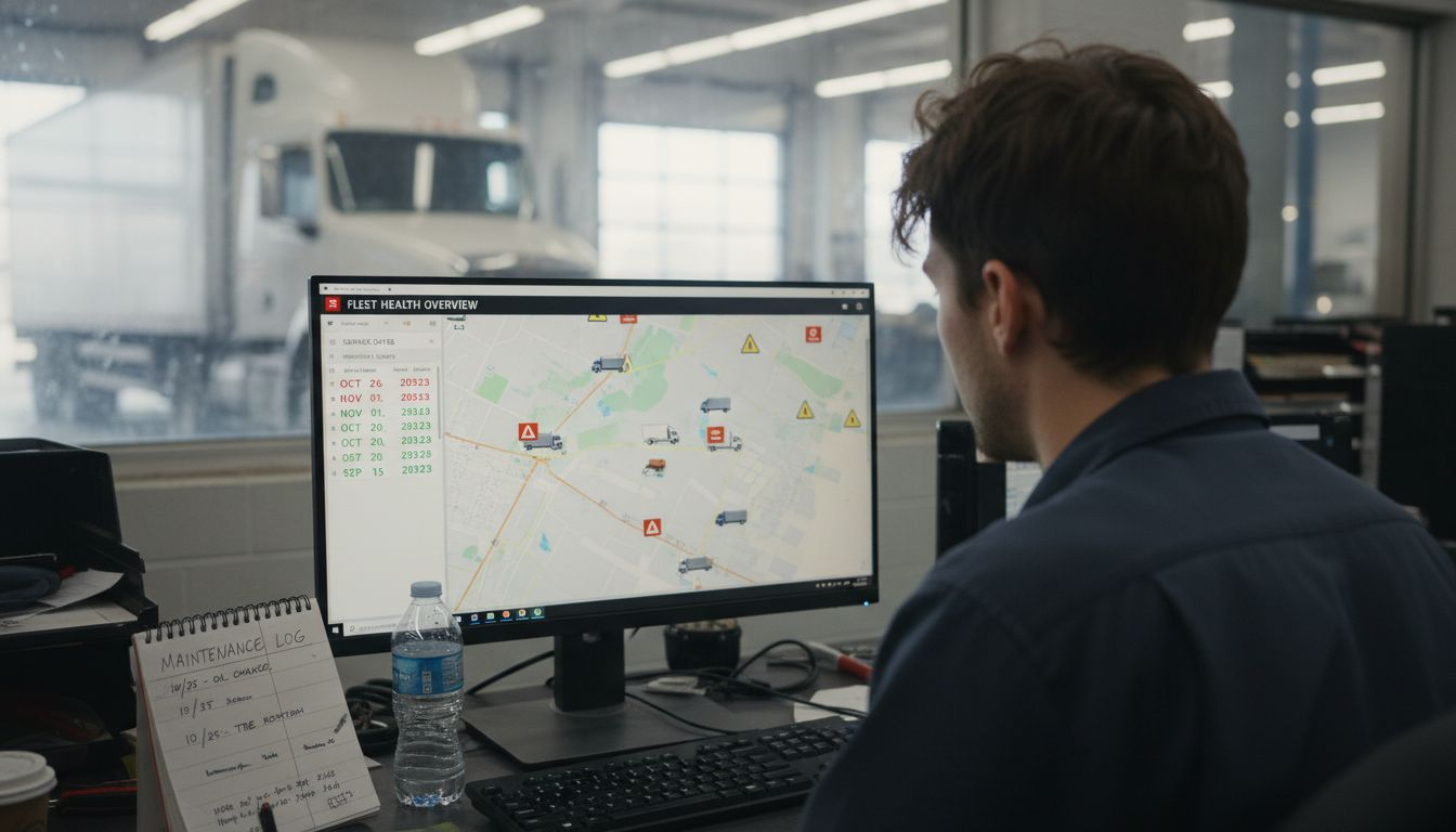 Technician checks digital maintenance dashboard