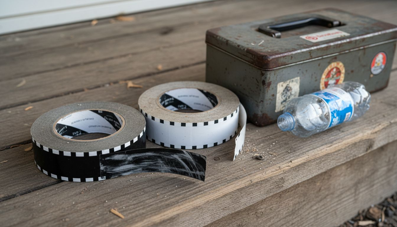 Different types of flashing tape on steps