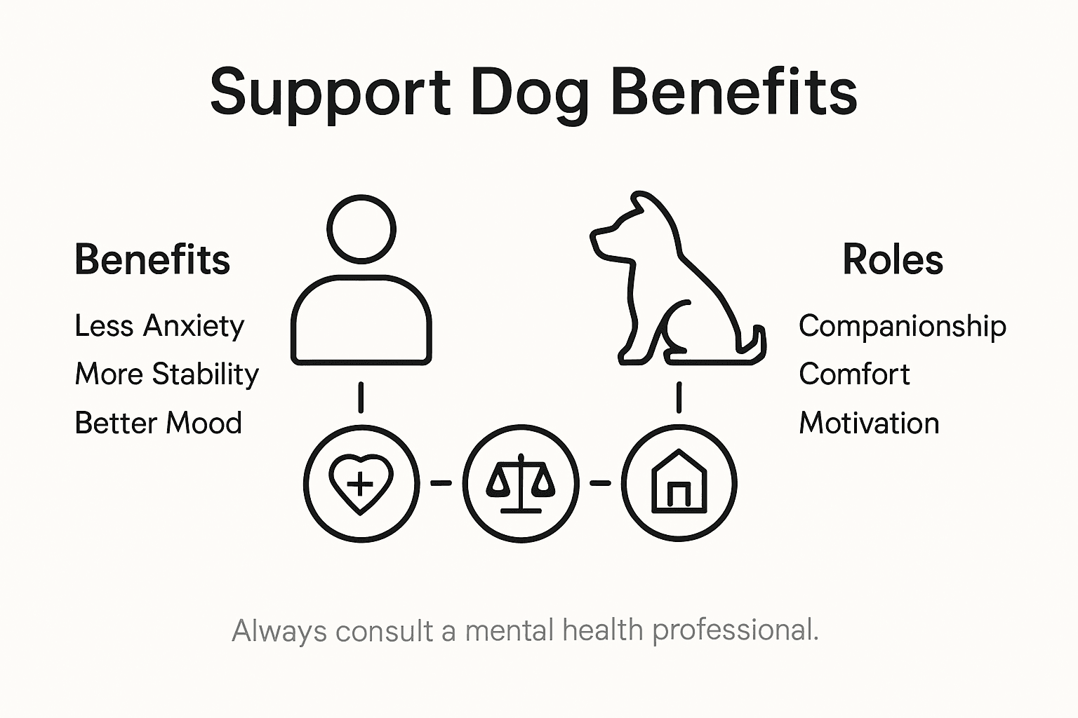 Infographic showing emotional support dog benefits and roles