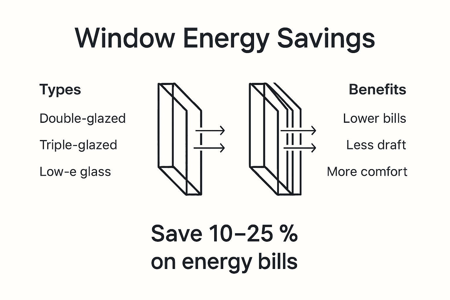 Infographic showing window energy savings types and benefits