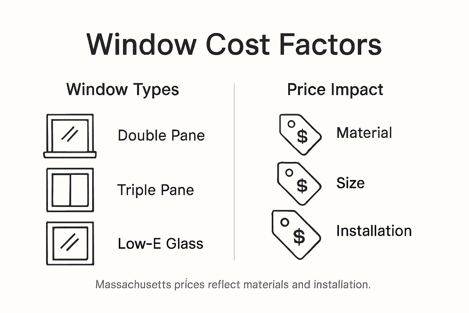 Infographic comparing window cost factors