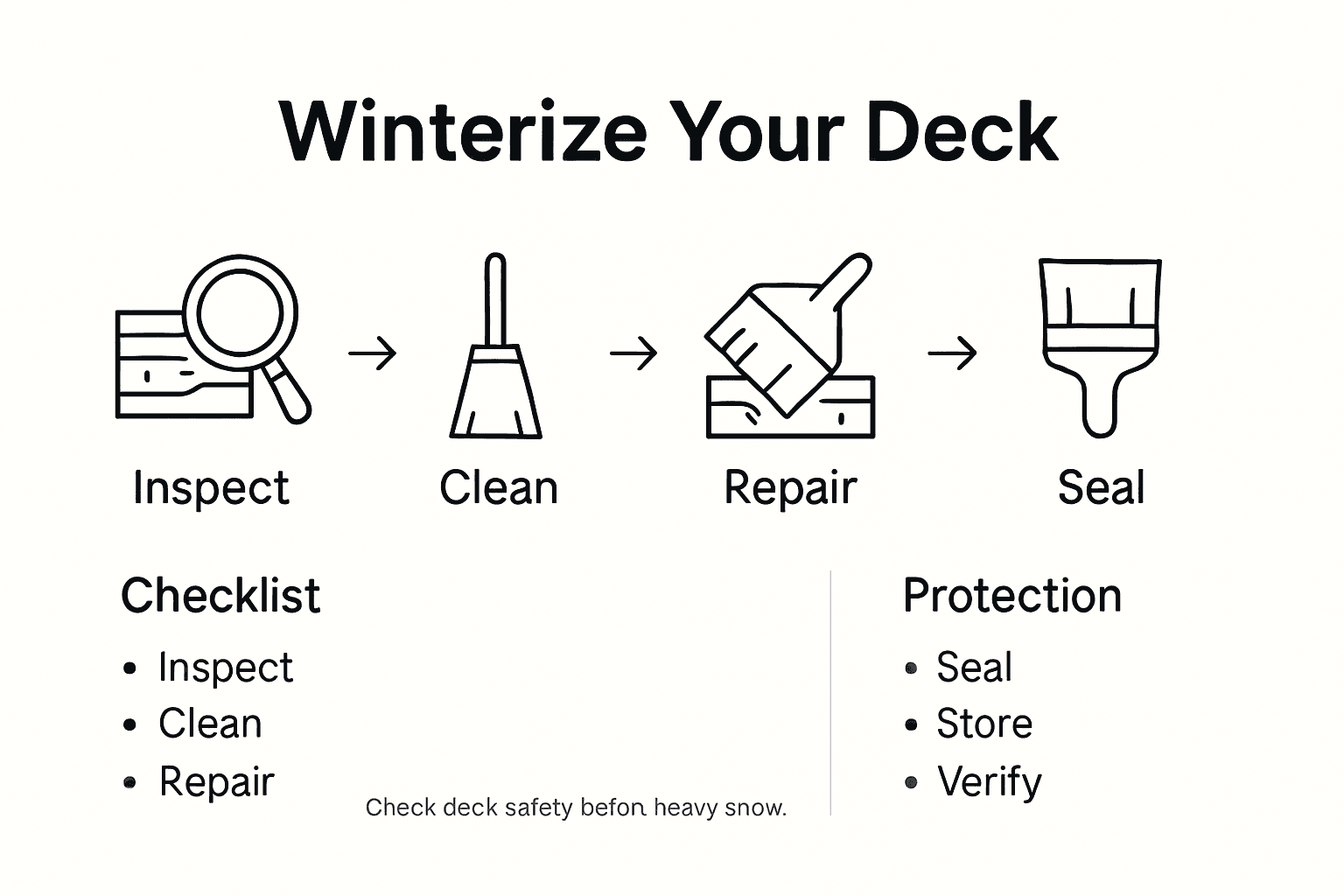 Infographic showing winter deck protection checklist