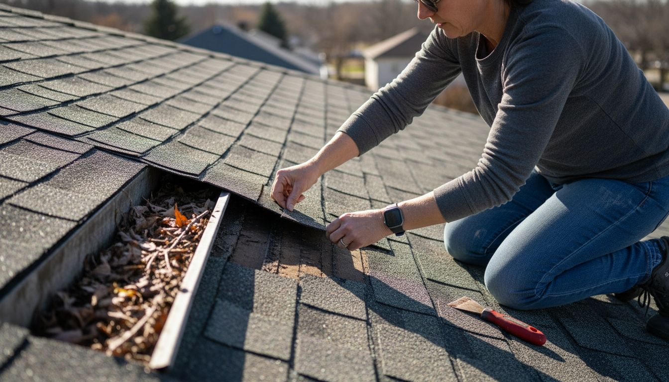 Closeup roof inspection for water damage