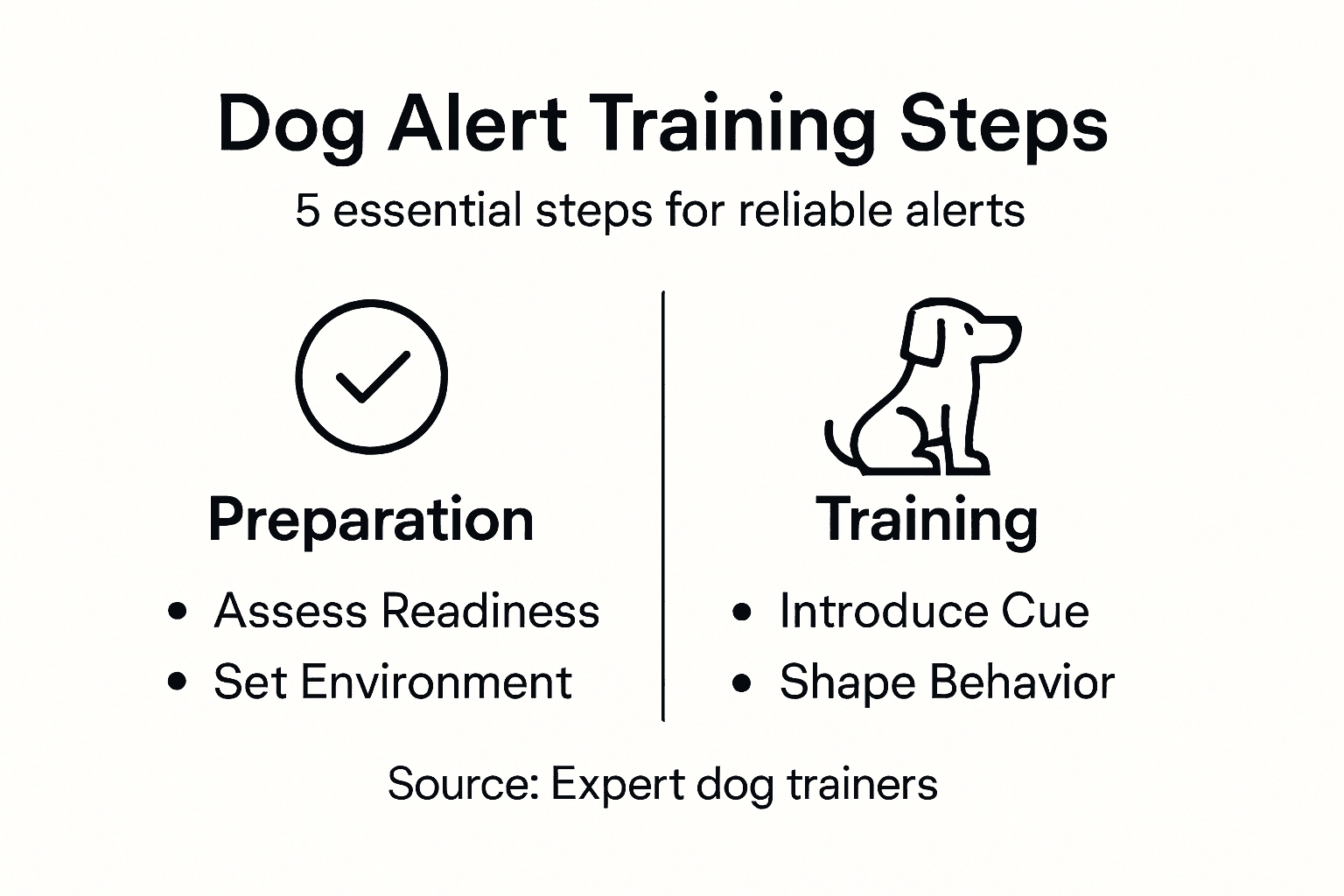 Infographic summarizing dog alert training process