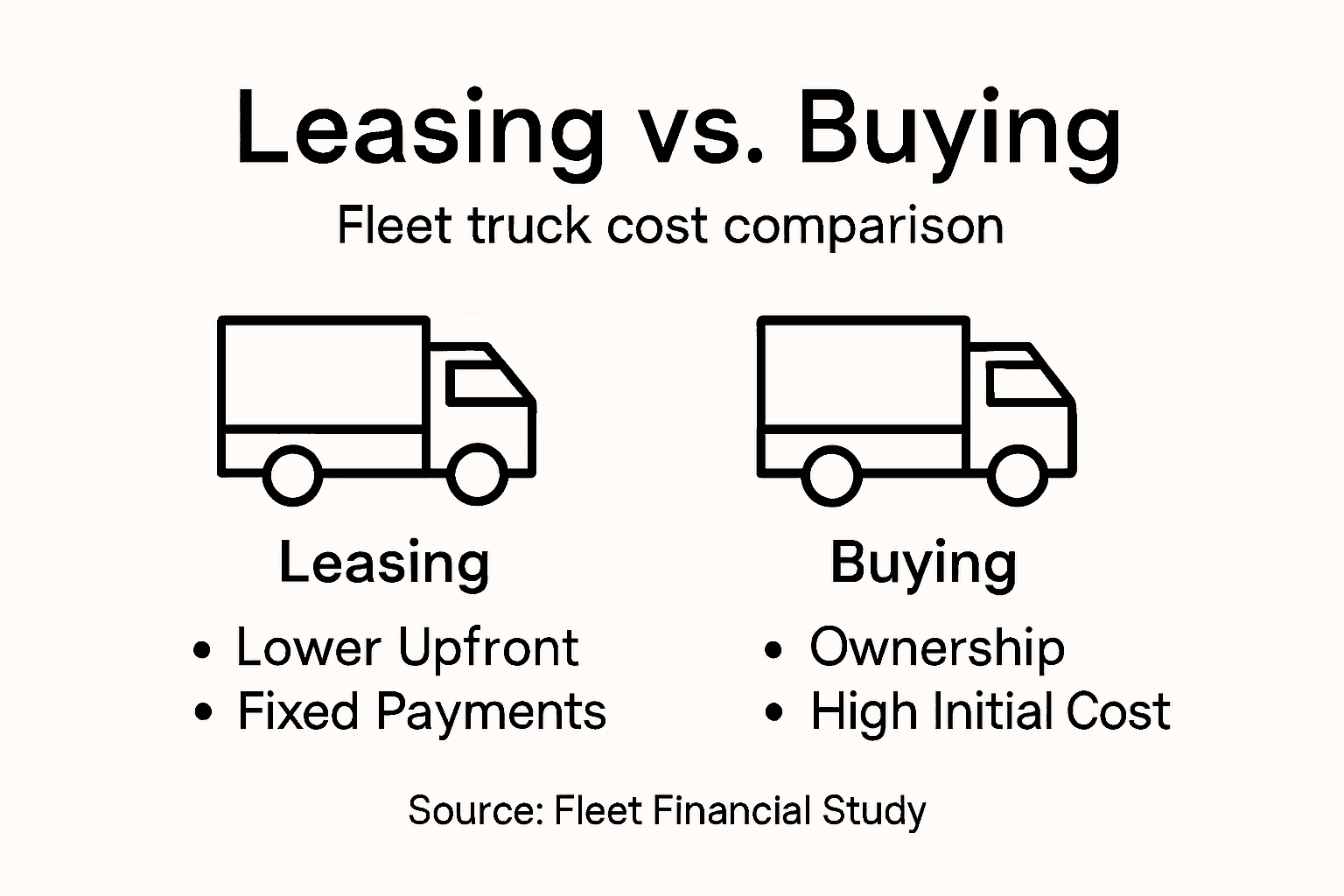 Infographic comparing leasing and buying trucks
