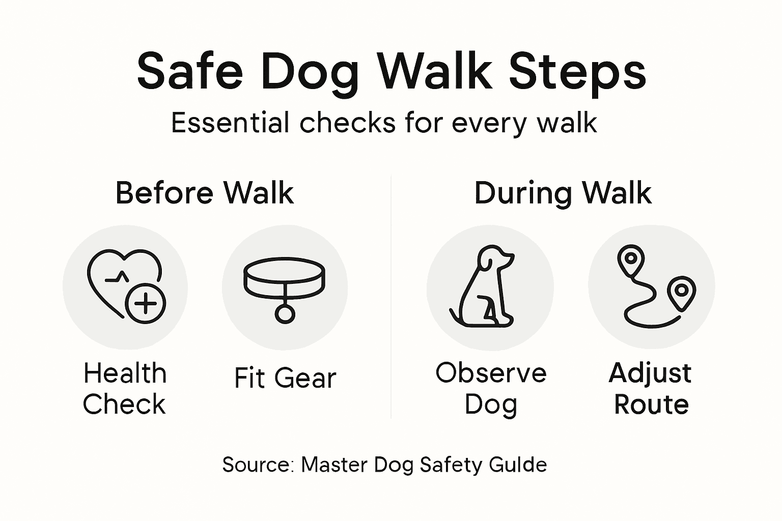 Infographic outlining safe dog walk steps