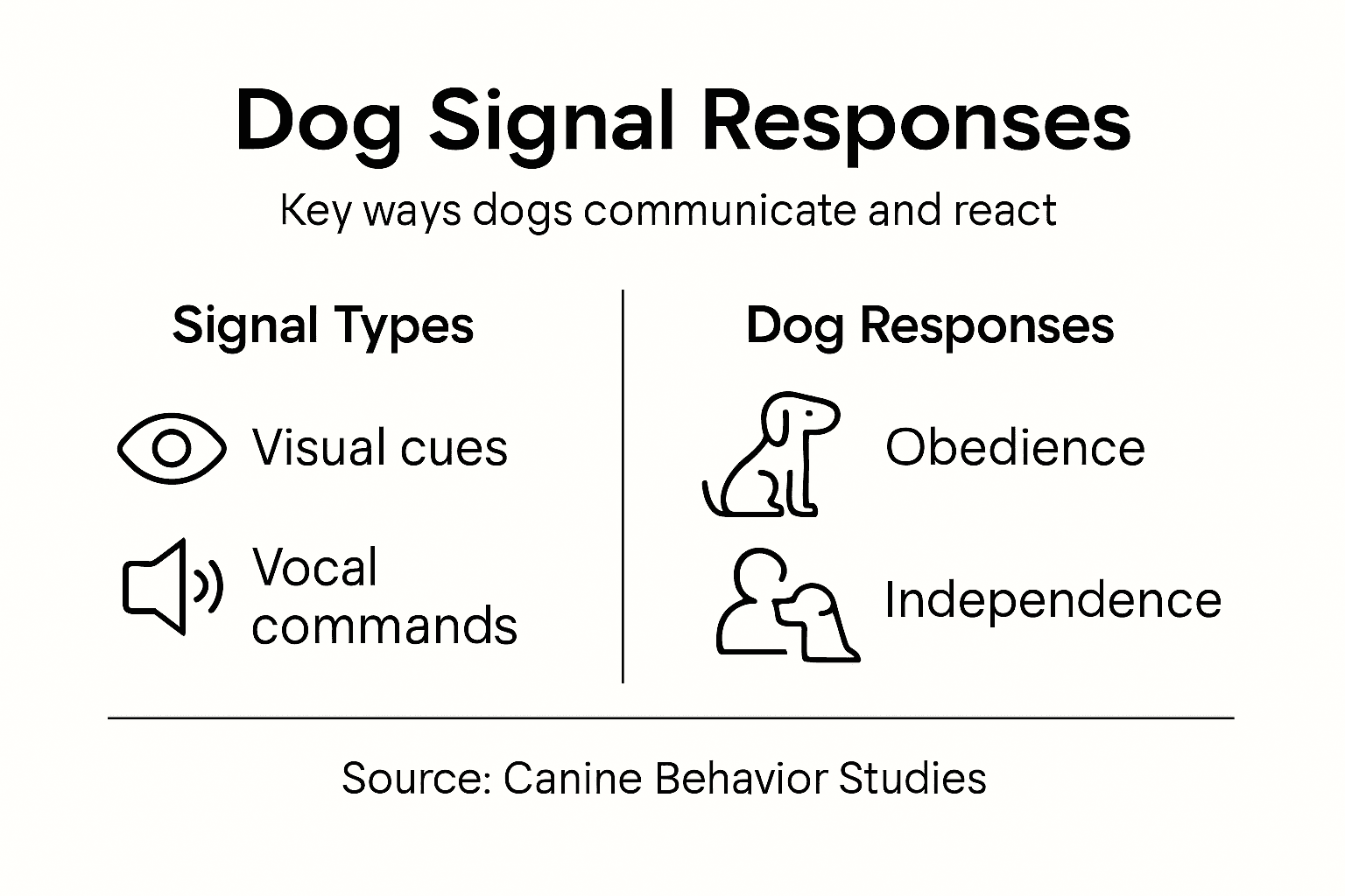 Infographic showing dog signal and response types