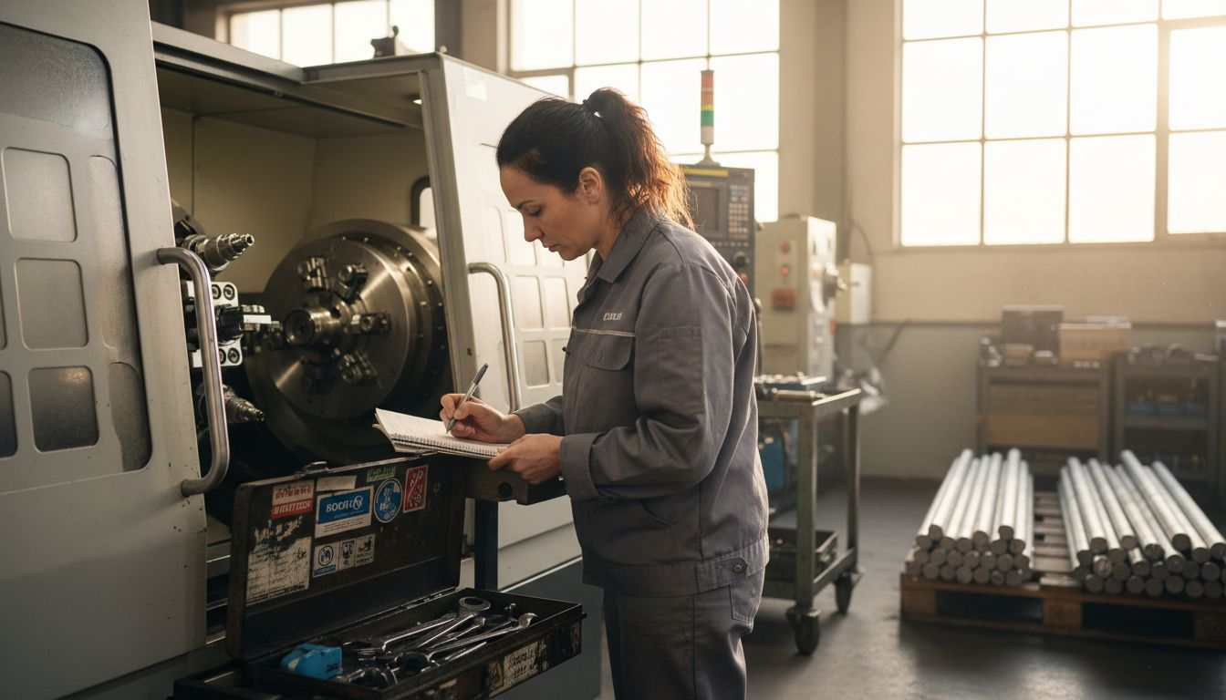 Technician at multi-spindle CNC machine