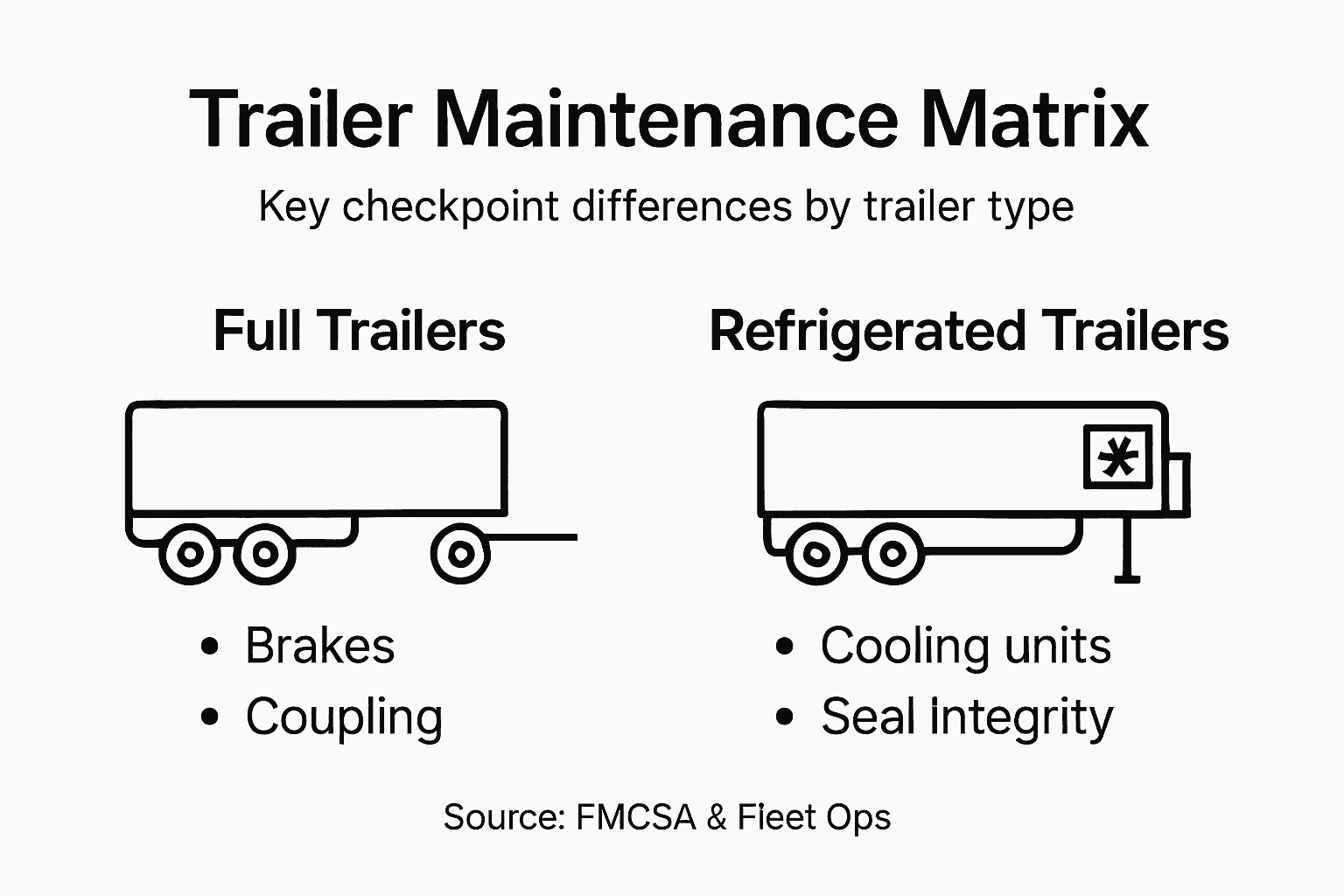 Infographic with trailer maintenance checkpoints