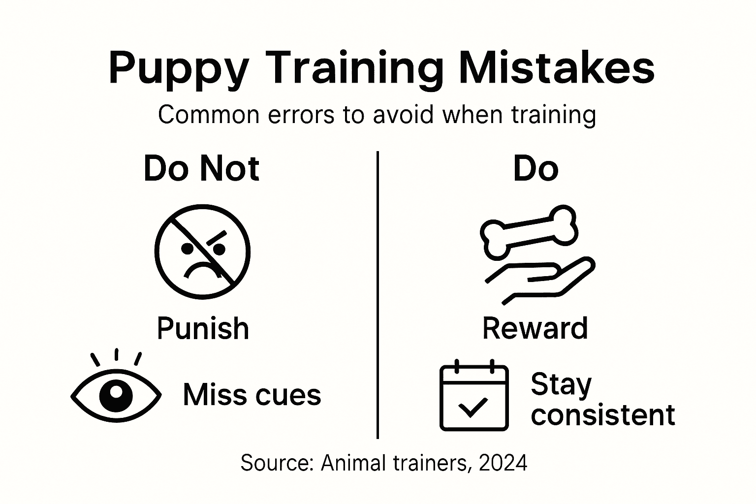 Infographic on common puppy training mistakes