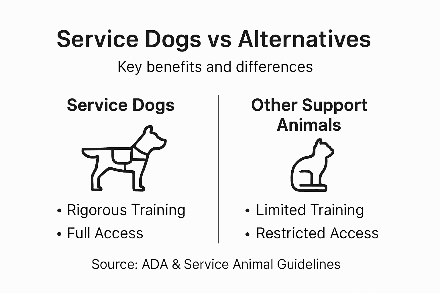 Infographic comparing service dog vs alternatives