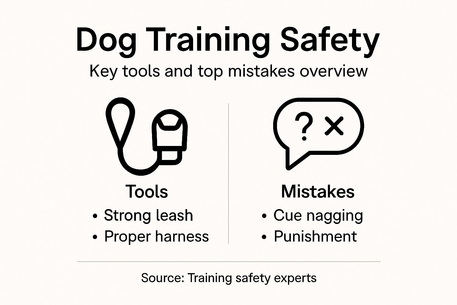 Infographic showing safe dog training essentials