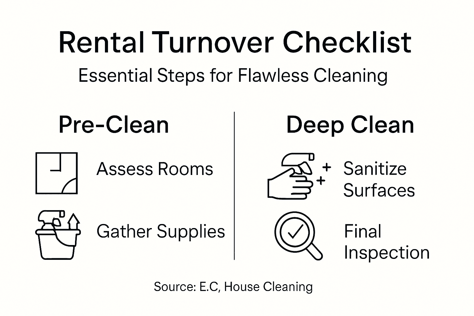 Infographic with rental turnover cleaning checklist