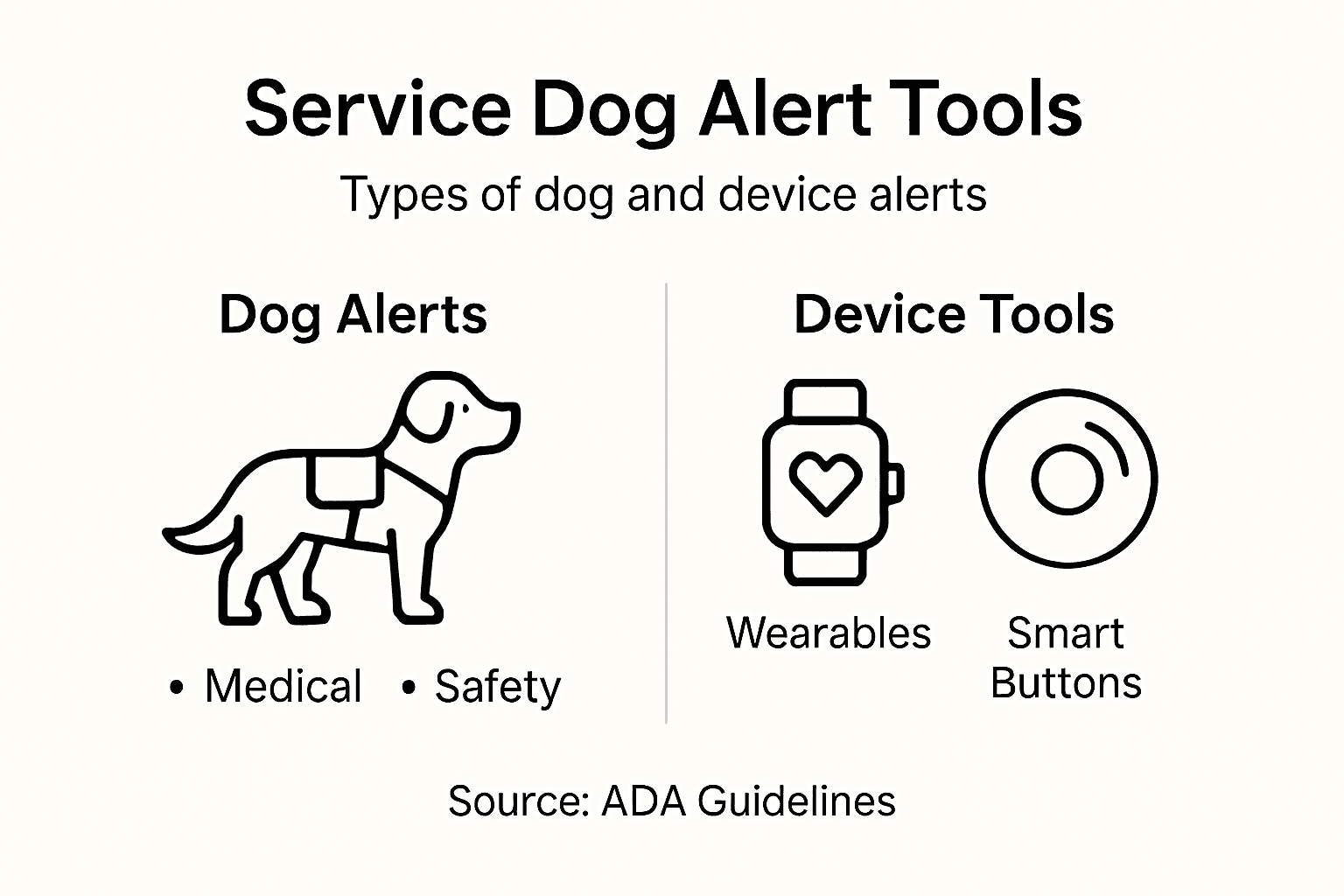 Infographic showing types of service dog alerts