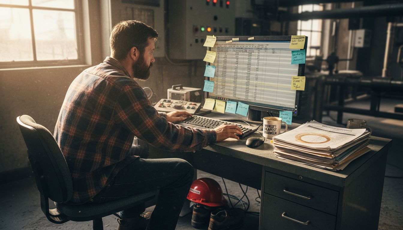 Engineer reviews machining automation data