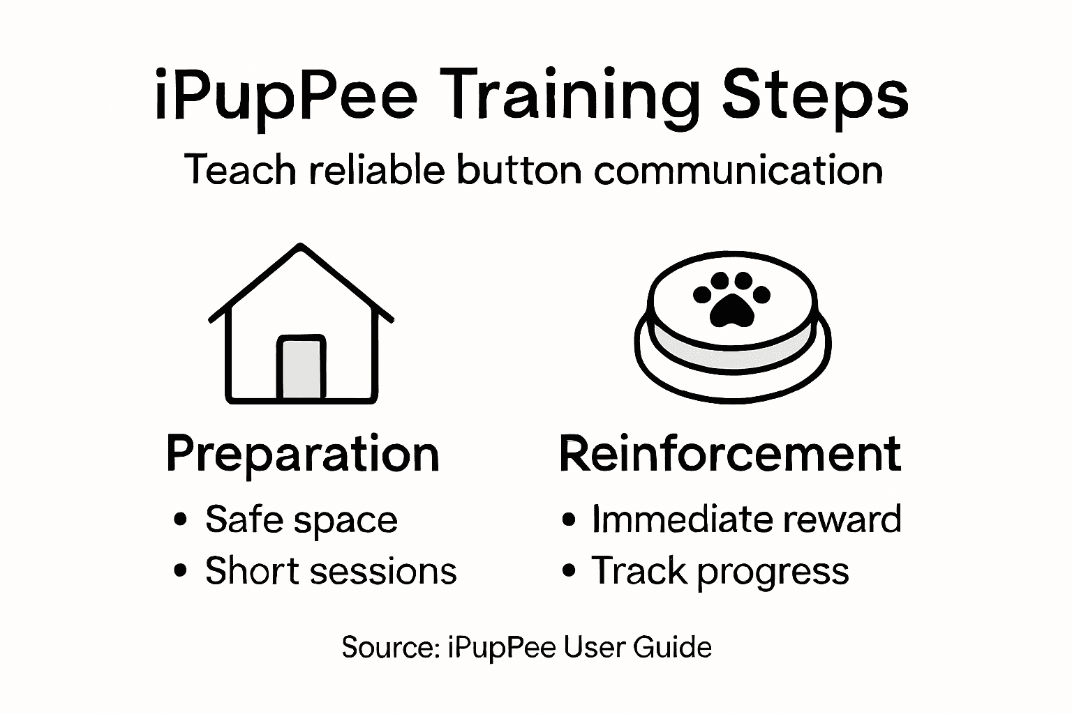 Infographic showing iPupPee training steps overview