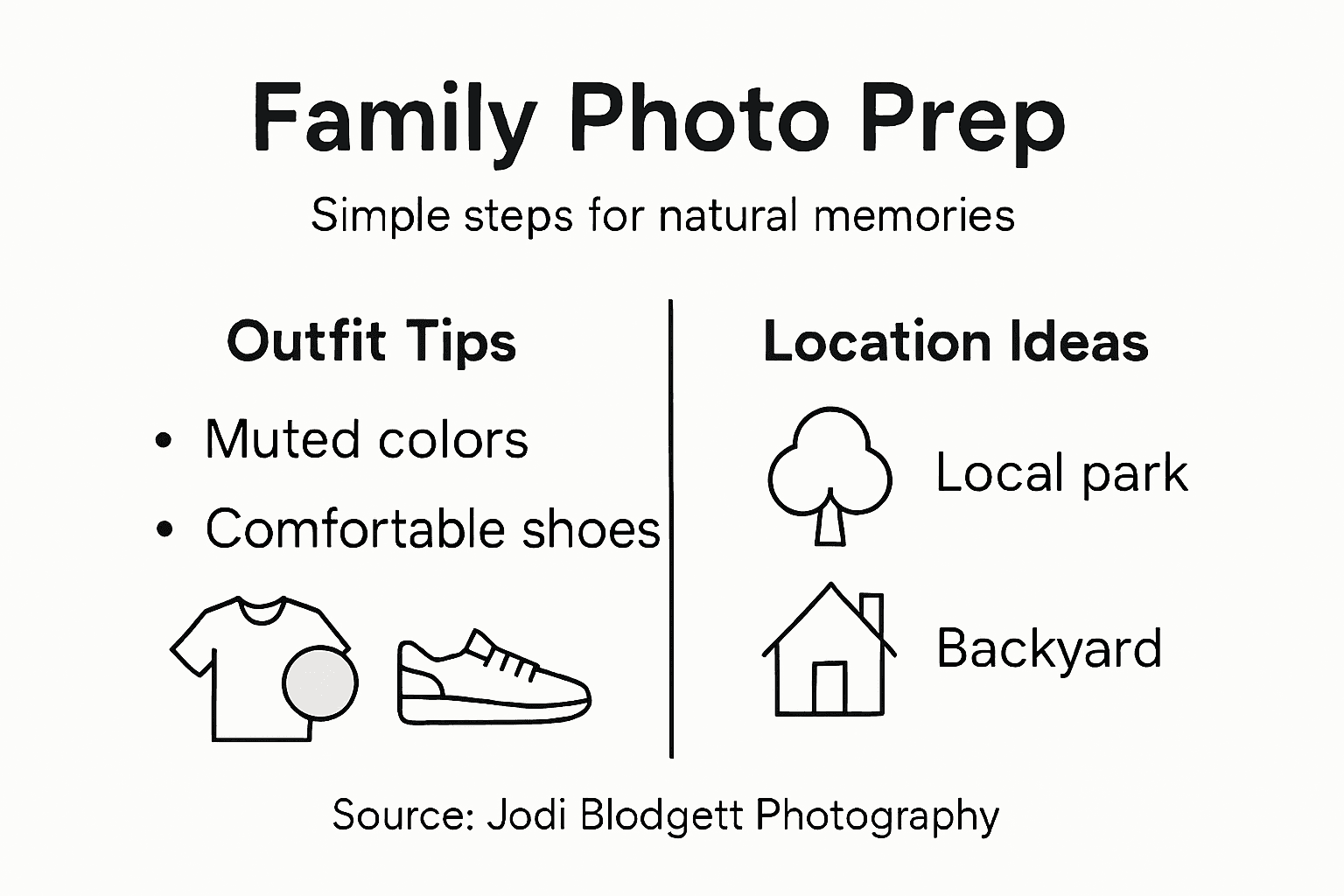 Infographic showing family photo shoot prep tips