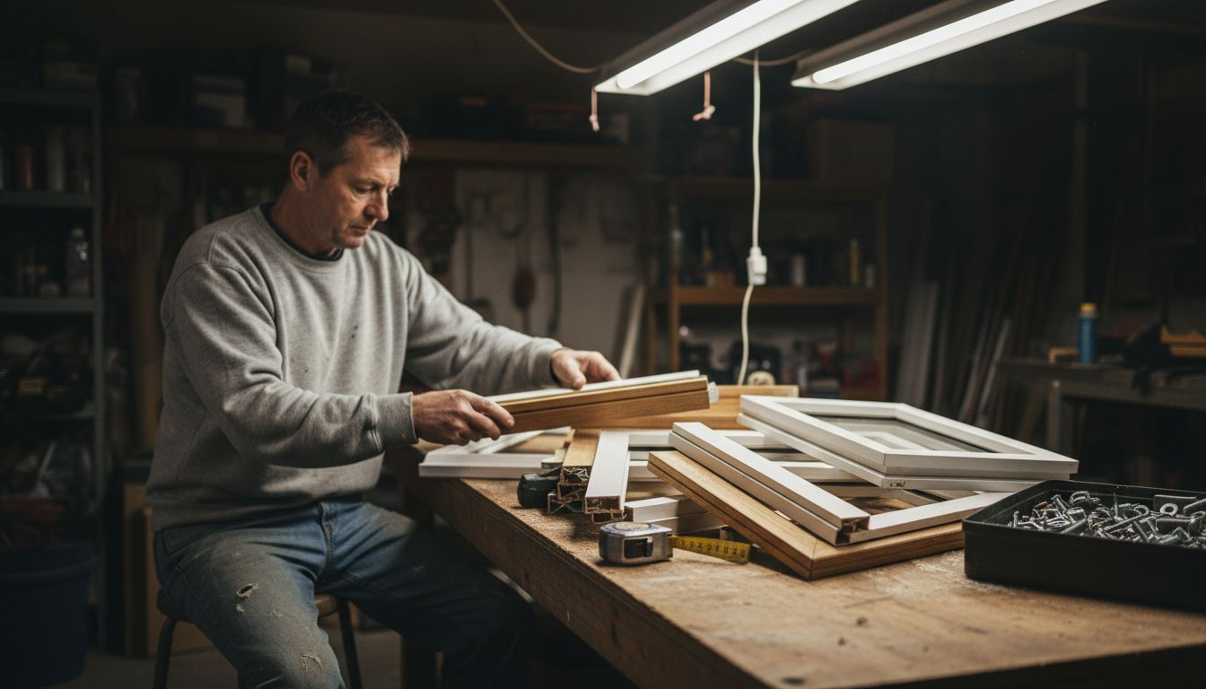 Contractor sorting window material samples