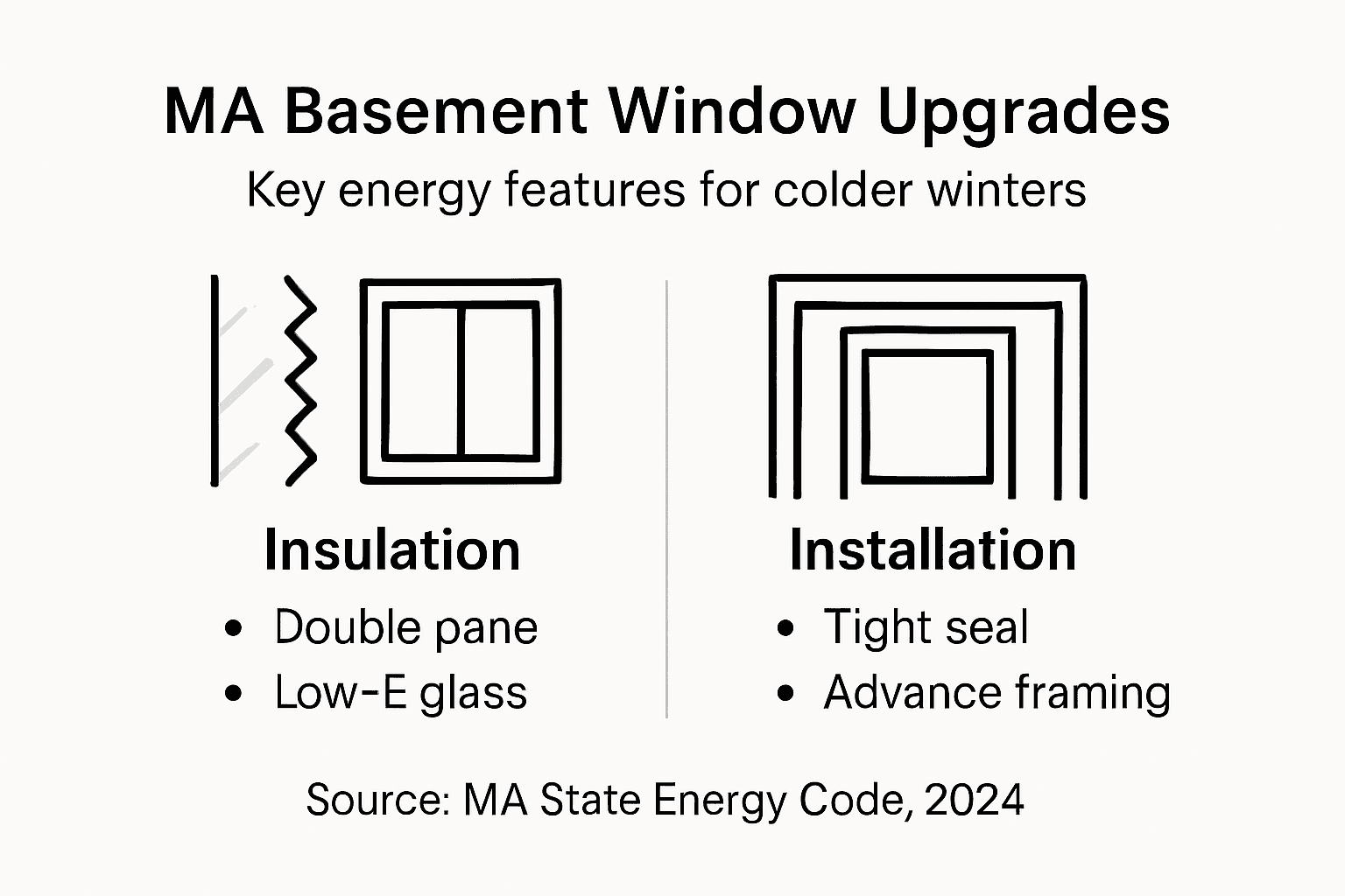 Infographic on MA basement window efficiency features
