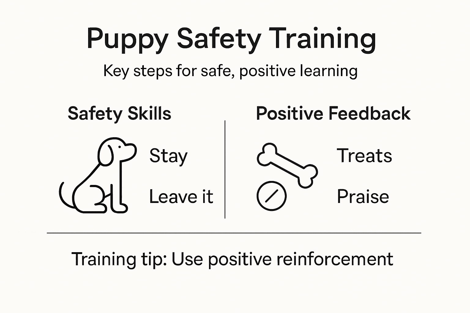 Infographic showing puppy safety and feedback steps