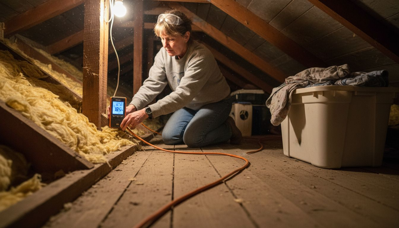 Using moisture meter in cluttered attic