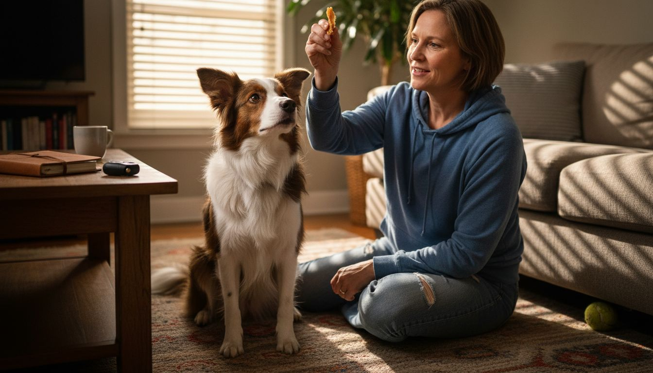 Border collie receiving positive reinforcement treat