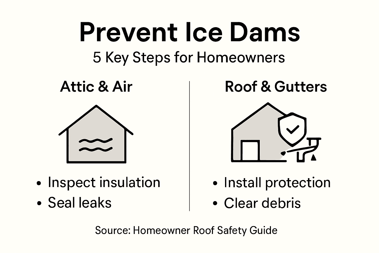 Infographic shows five steps to prevent ice dams