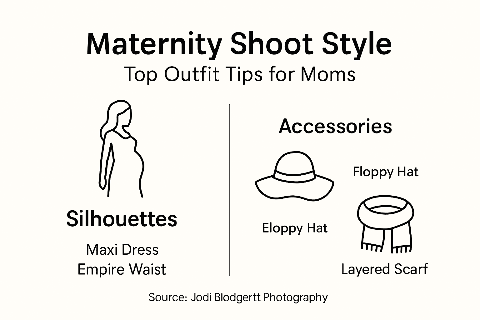 Infographic with maternity photo outfit tips