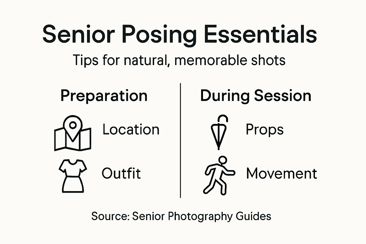 Infographic with senior photography posing tips