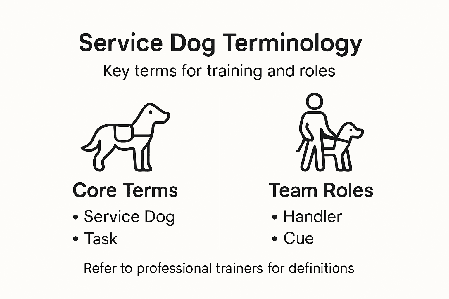 Infographic showing service dog terminology and key roles