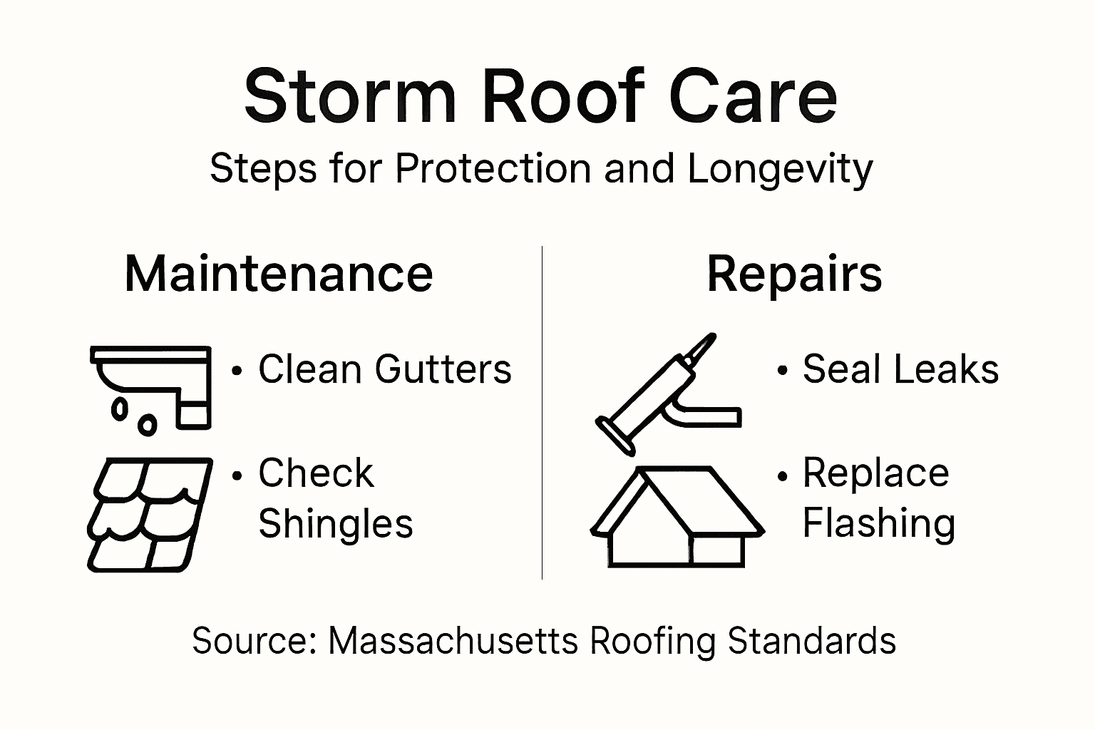 Infographic showing storm roof protection and care