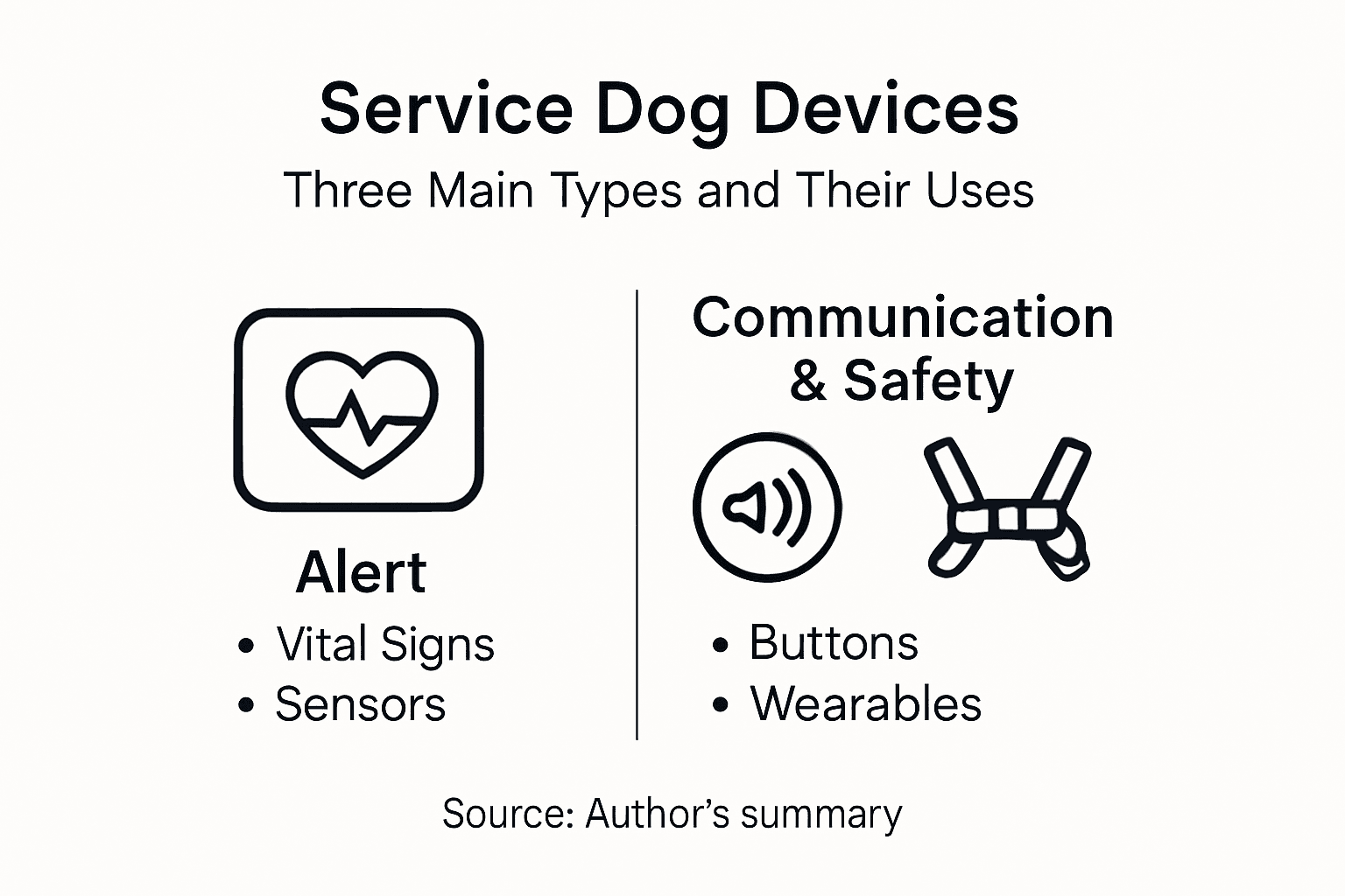 Infographic of alert, communication, safety device types
