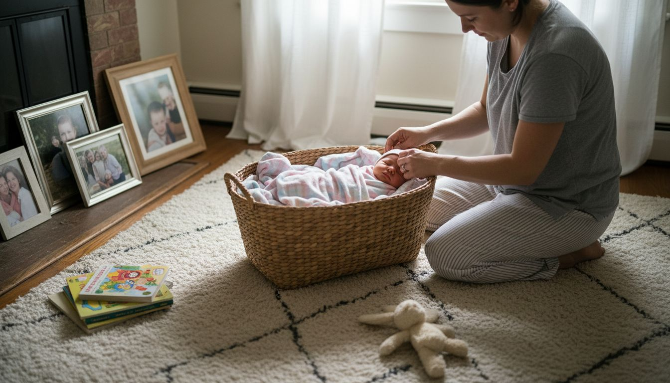Newborn session at home with parent