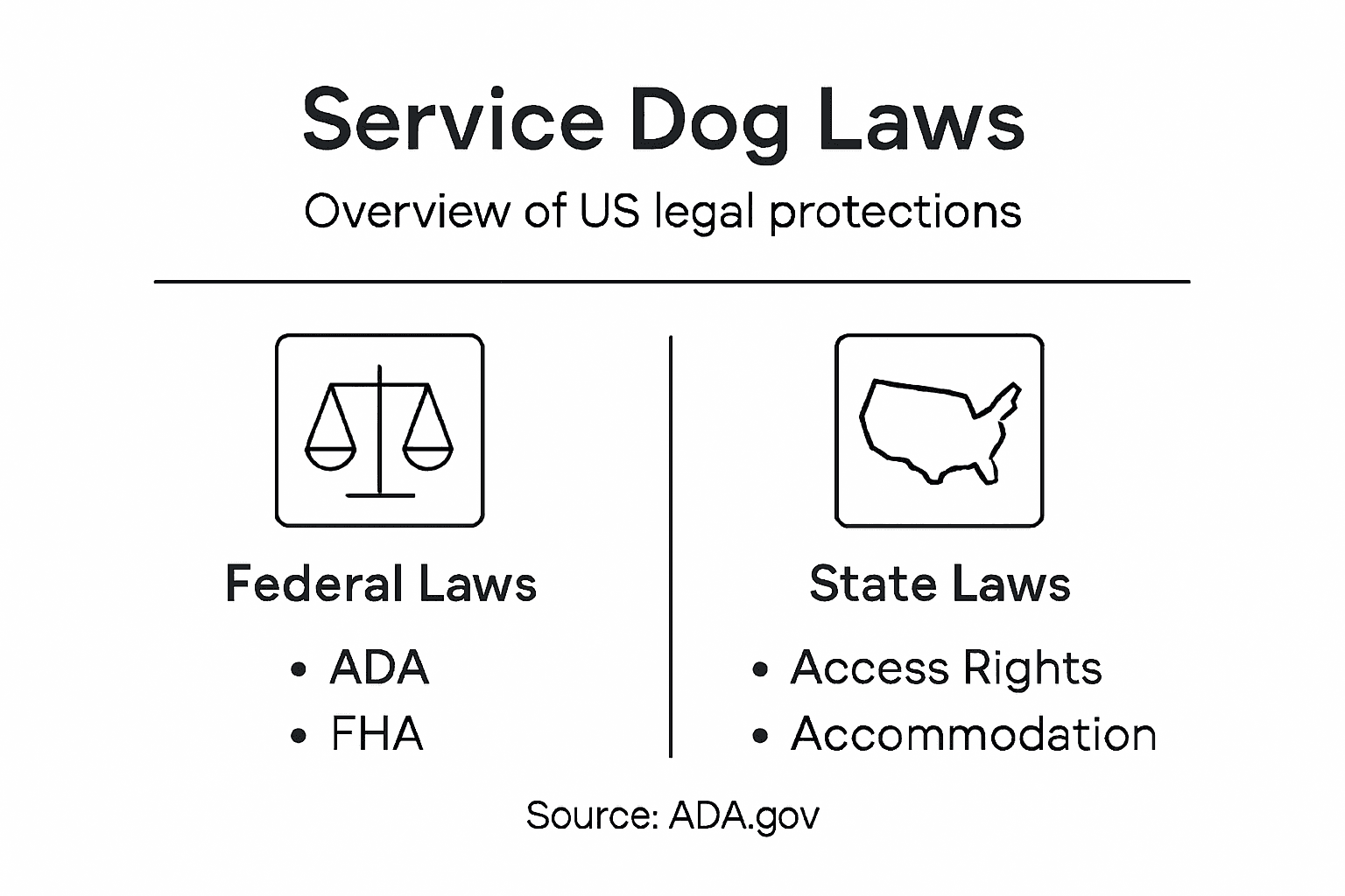 Infographic showing service dog handler legal protections