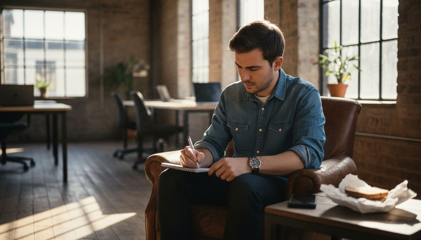 Entrepreneur working in branding workspace