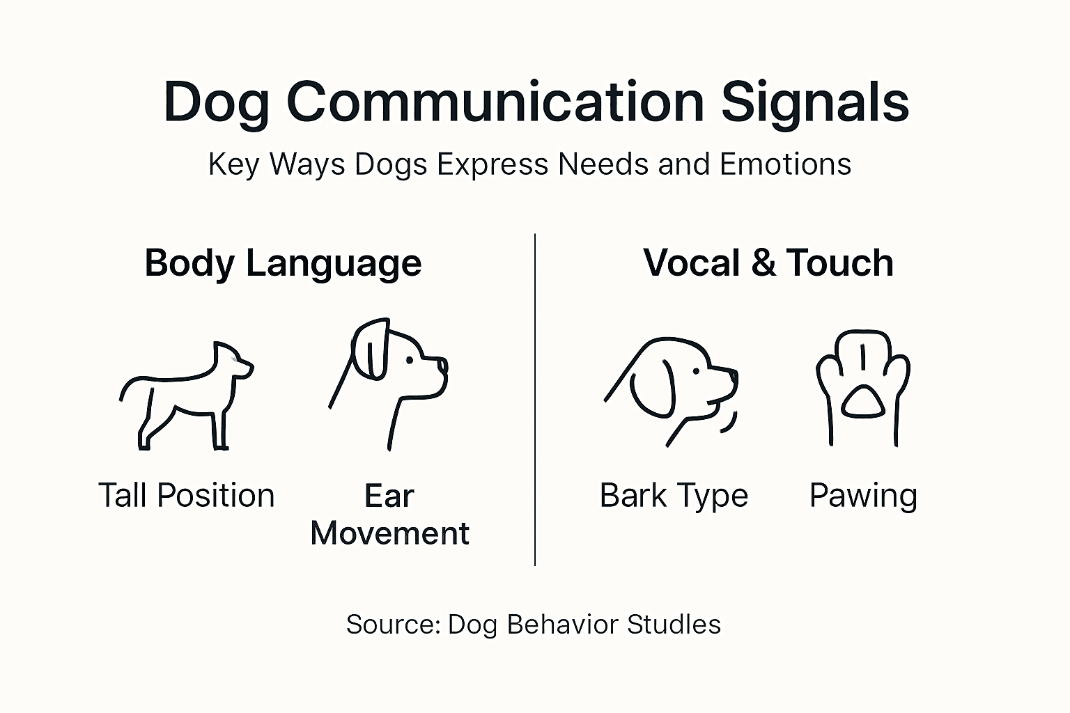 Infographic on main dog communication signals