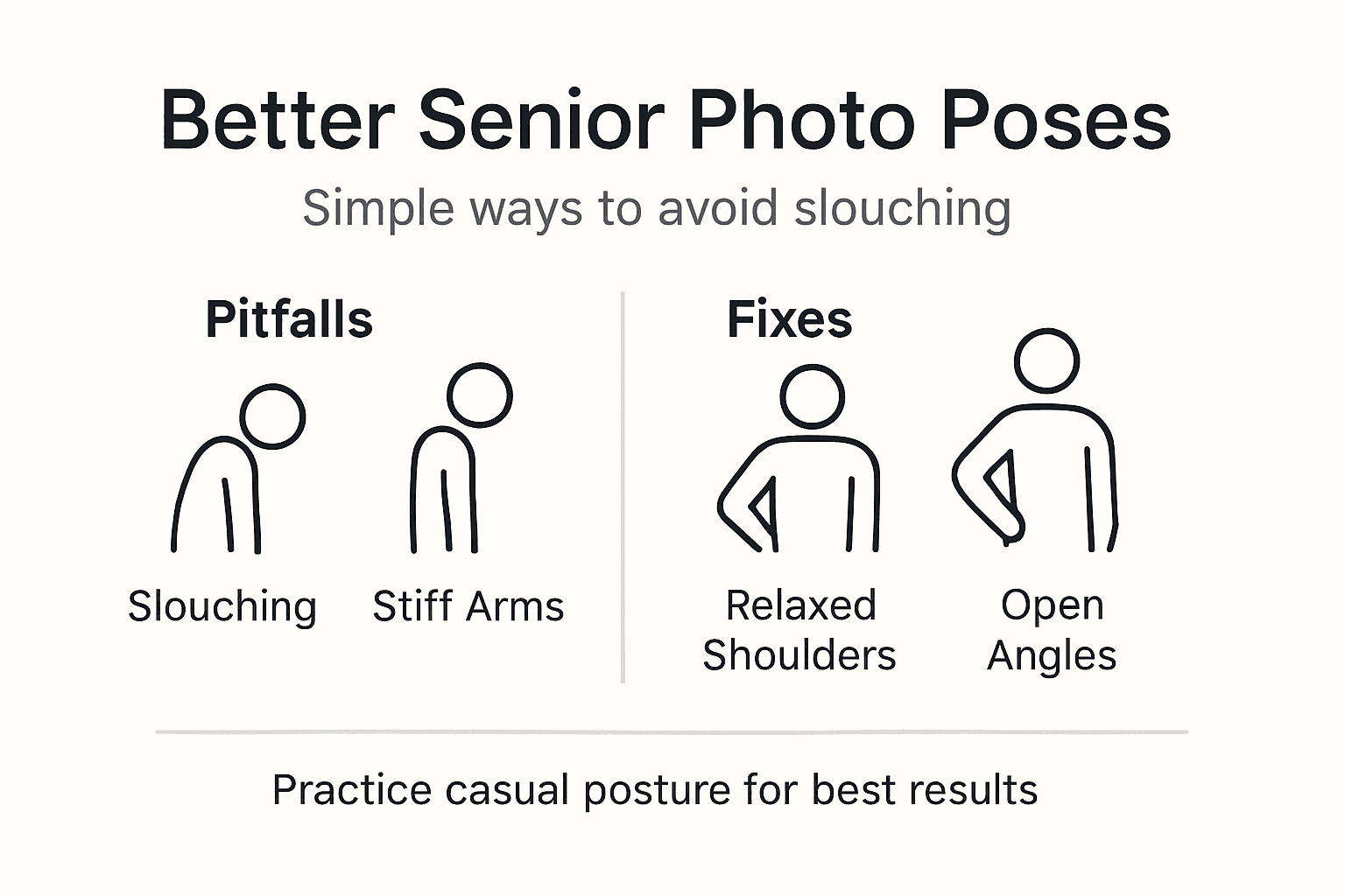 Infographic about common senior pose mistakes and fixes
